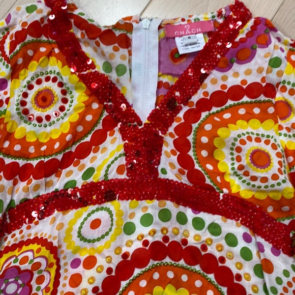 CHACH girls beads embellished soft cotton flare sleeve cover up dress - Picture 3 of 9